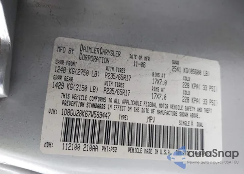 2007 Dodge Nitro Sxt z USA, uszkodzony, nr VIN 1D8GU28K67W569447